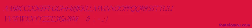 Fonte LichtnerItalic – fontes roxas em um fundo vermelho