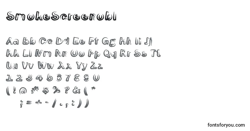 Schriftart SmokeScreenobl – Alphabet, Zahlen, spezielle Symbole