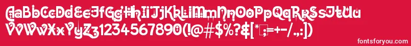 フォントKingthingsChimaera – 赤い背景に白い文字
