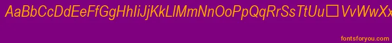 ArialNarrowSpecialG1Italic Font – Orange Fonts on Purple Background