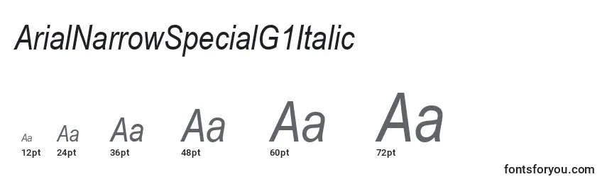 Größen der Schriftart ArialNarrowSpecialG1Italic