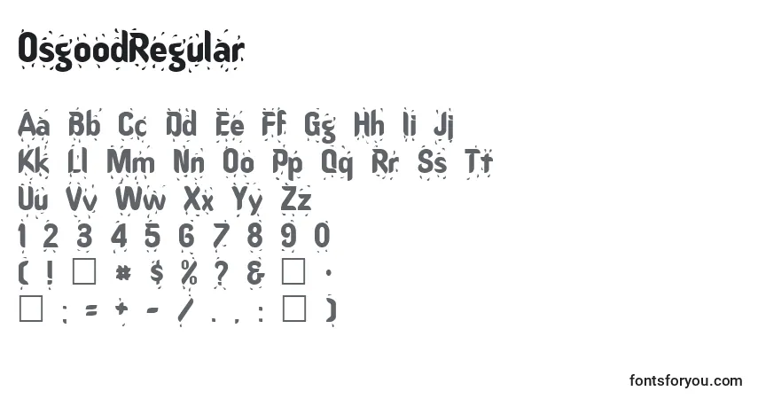 Czcionka OsgoodRegular – alfabet, cyfry, specjalne znaki