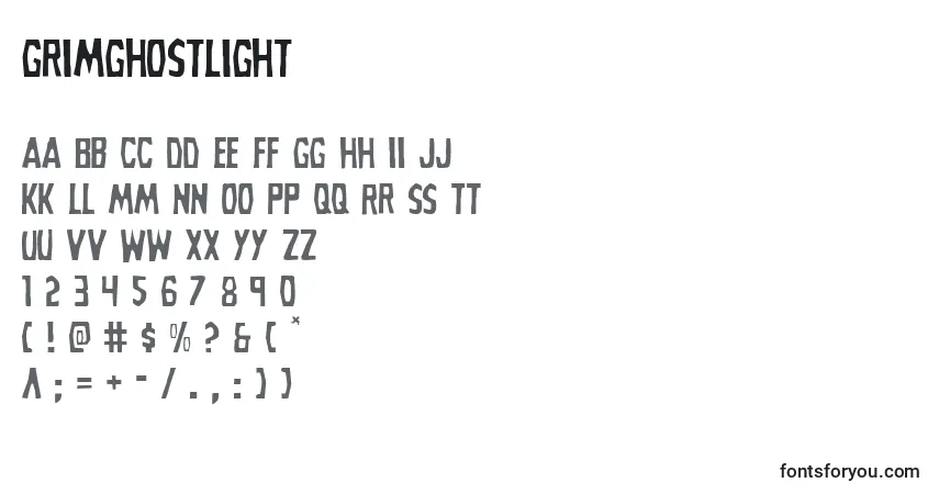 Czcionka Grimghostlight – alfabet, cyfry, specjalne znaki