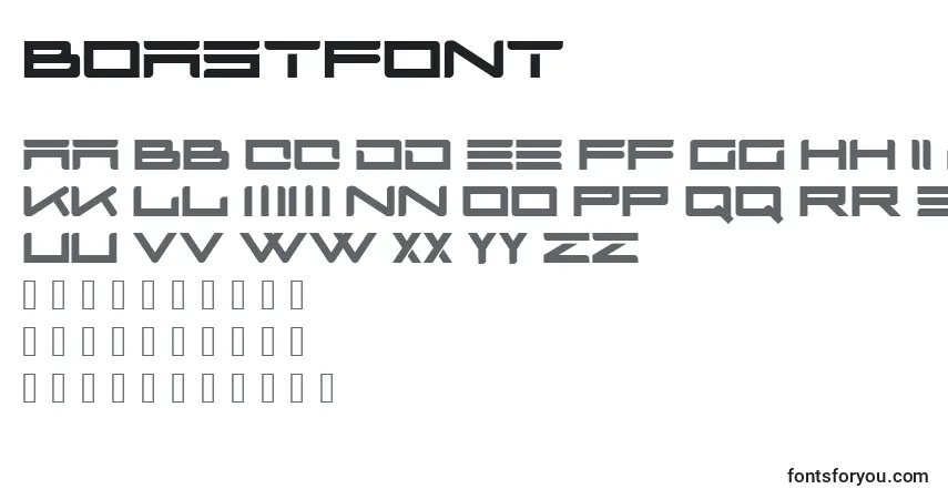 Schriftart Boastfont – Alphabet, Zahlen, spezielle Symbole