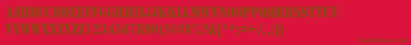 Czcionka RudyCondensed – brązowe czcionki na czerwonym tle