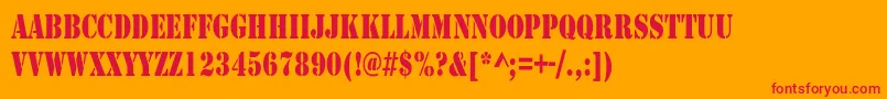 Подробнее о шрифте RudyCondensed Шрифт RudyCondensed – красные шрифты на оранжевом фоне