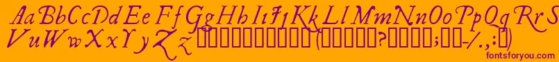 Fonte Ilshake – fontes roxas em um fundo laranja