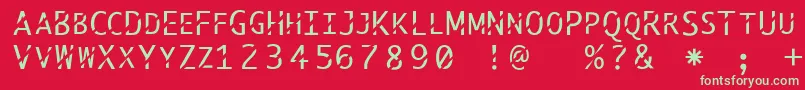 フォントAbcthru – 赤い背景に緑の文字