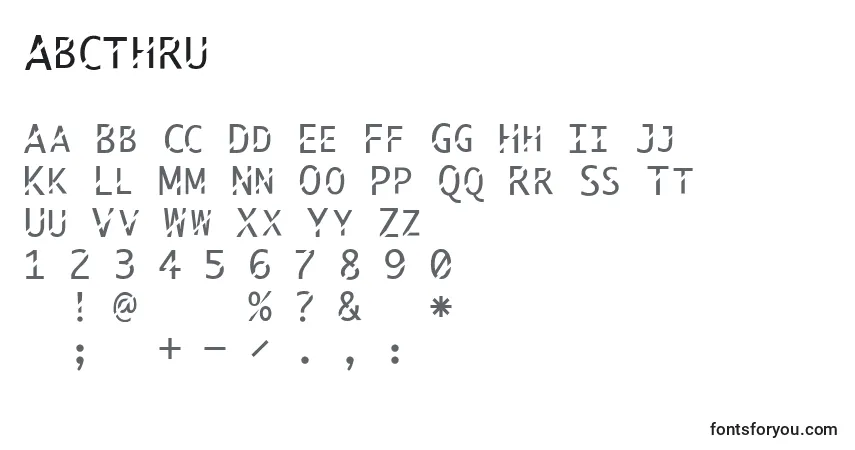 characters of abcthru font, letter of abcthru font, alphabet of  abcthru font