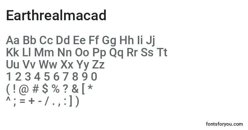 Schriftart Earthrealmacad – Alphabet, Zahlen, spezielle Symbole
