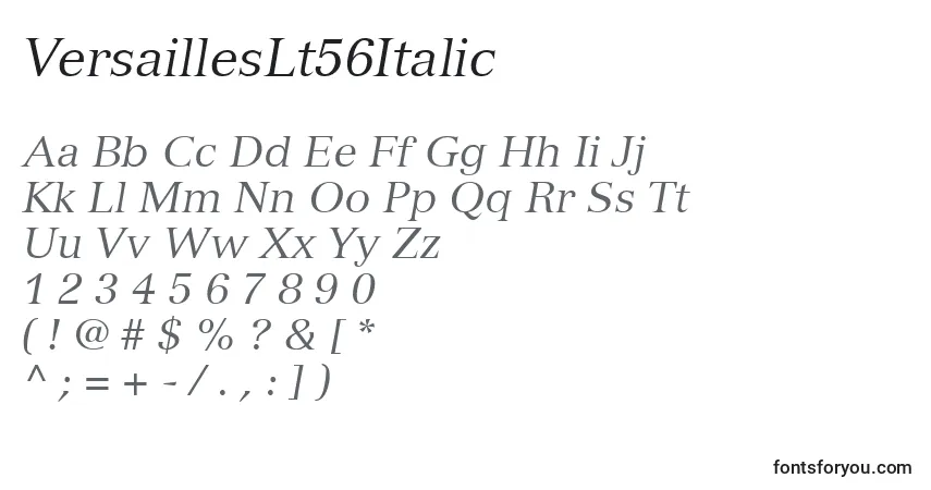 Шрифт VersaillesLt56Italic – алфавит, цифры, специальные символы