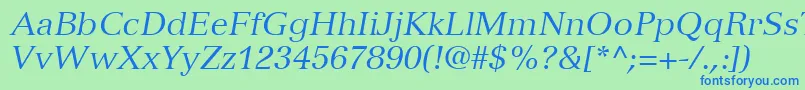 VersaillesLt56Italic Font – Blue Fonts on Green Background