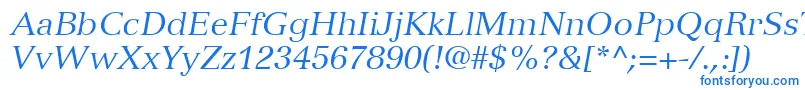 Czcionka VersaillesLt56Italic – niebieskie czcionki