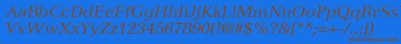 VersaillesLt56Italic Font – Brown Fonts on Blue Background