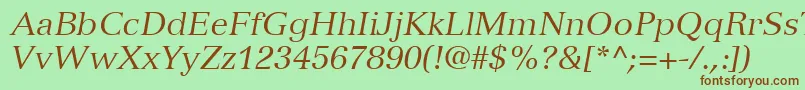 Czcionka VersaillesLt56Italic – brązowe czcionki na zielonym tle