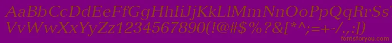 VersaillesLt56Italic-fontti – ruskeat fontit violetilla taustalla