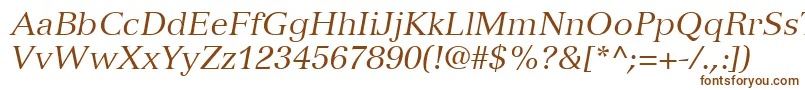 フォントVersaillesLt56Italic – 白い背景に茶色のフォント