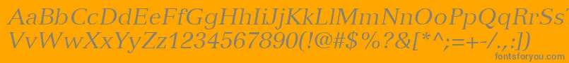 VersaillesLt56Italic-Schriftart – Graue Schriften auf orangefarbenem Hintergrund