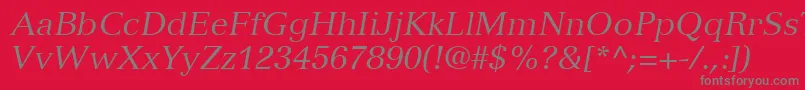 Шрифт VersaillesLt56Italic – серые шрифты на красном фоне