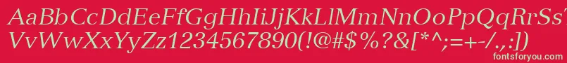 fuente VersaillesLt56Italic – Fuentes Verdes Sobre Fondo Rojo