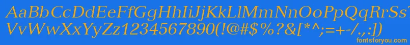 VersaillesLt56Italic Font – Orange Fonts on Blue Background