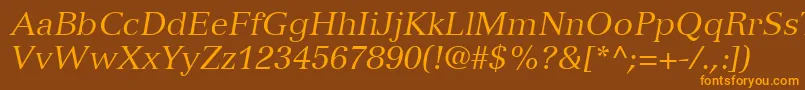 VersaillesLt56Italic Font – Orange Fonts on Brown Background