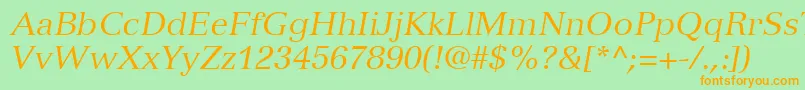 VersaillesLt56Italic Font – Orange Fonts on Green Background