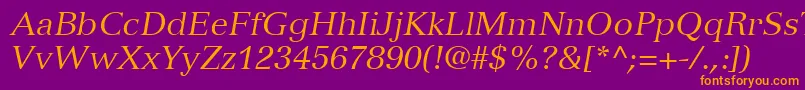 VersaillesLt56Italic Font – Orange Fonts on Purple Background