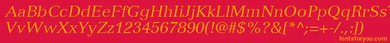 VersaillesLt56Italic Font – Orange Fonts on Red Background