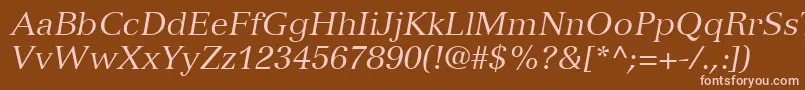 VersaillesLt56Italic Font – Pink Fonts on Brown Background