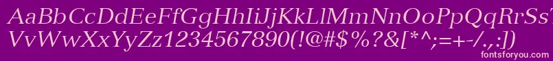 Fonte VersaillesLt56Italic – fontes rosa em um fundo violeta