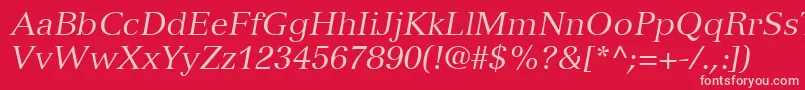 VersaillesLt56Italic Font – Pink Fonts on Red Background