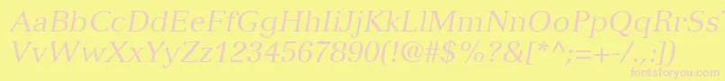 VersaillesLt56Italic-Schriftart – Rosa Schriften auf gelbem Hintergrund