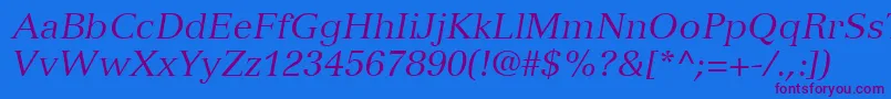 VersaillesLt56Italic Font – Purple Fonts on Blue Background