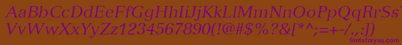 VersaillesLt56Italic Font – Purple Fonts on Brown Background