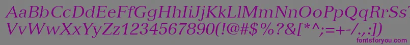 フォントVersaillesLt56Italic – 紫色のフォント、灰色の背景
