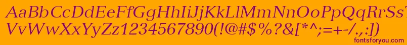 VersaillesLt56Italic-fontti – violetit fontit oranssilla taustalla