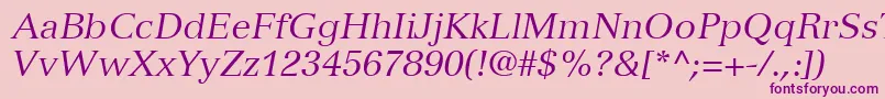 VersaillesLt56Italic Font – Purple Fonts on Pink Background