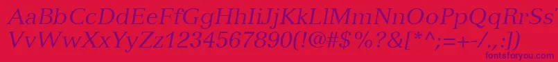 fuente VersaillesLt56Italic – Fuentes Moradas Sobre Fondo Rojo