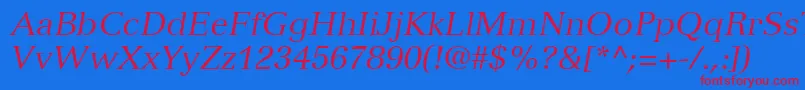 VersaillesLt56Italic Font – Red Fonts on Blue Background