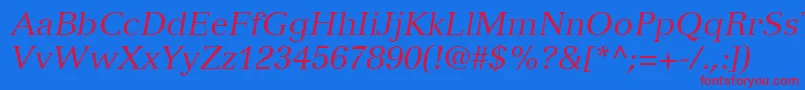 Czcionka VersaillesLt56Italic – czerwone czcionki na niebieskim tle