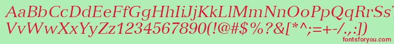 Czcionka VersaillesLt56Italic – czerwone czcionki na zielonym tle