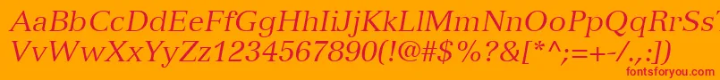 フォントVersaillesLt56Italic – オレンジの背景に赤い文字