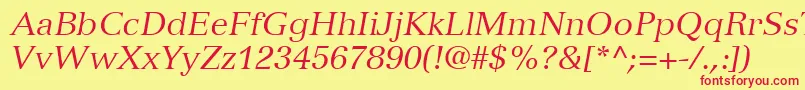 Czcionka VersaillesLt56Italic – czerwone czcionki na żółtym tle