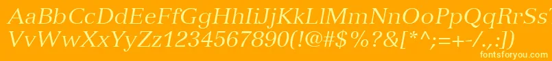 VersaillesLt56Italic Font – Yellow Fonts on Orange Background