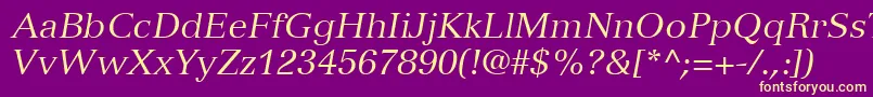 VersaillesLt56Italic-fontti – keltaiset fontit violetilla taustalla