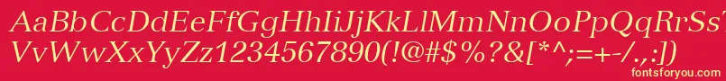 Czcionka VersaillesLt56Italic – żółte czcionki na czerwonym tle