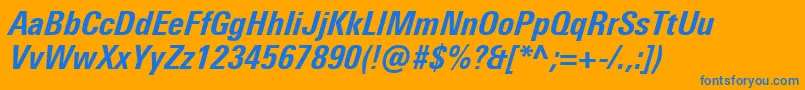 UniversNextProHeavyCondensedItalic Font – Blue Fonts on Orange Background