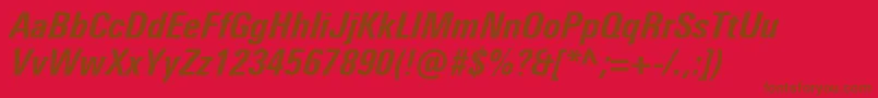 UniversNextProHeavyCondensedItalic Font – Brown Fonts on Red Background