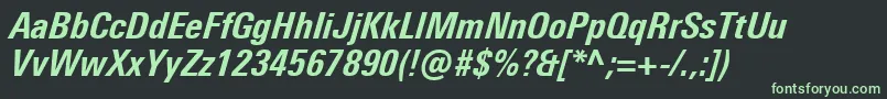 Шрифт UniversNextProHeavyCondensedItalic – зелёные шрифты на чёрном фоне